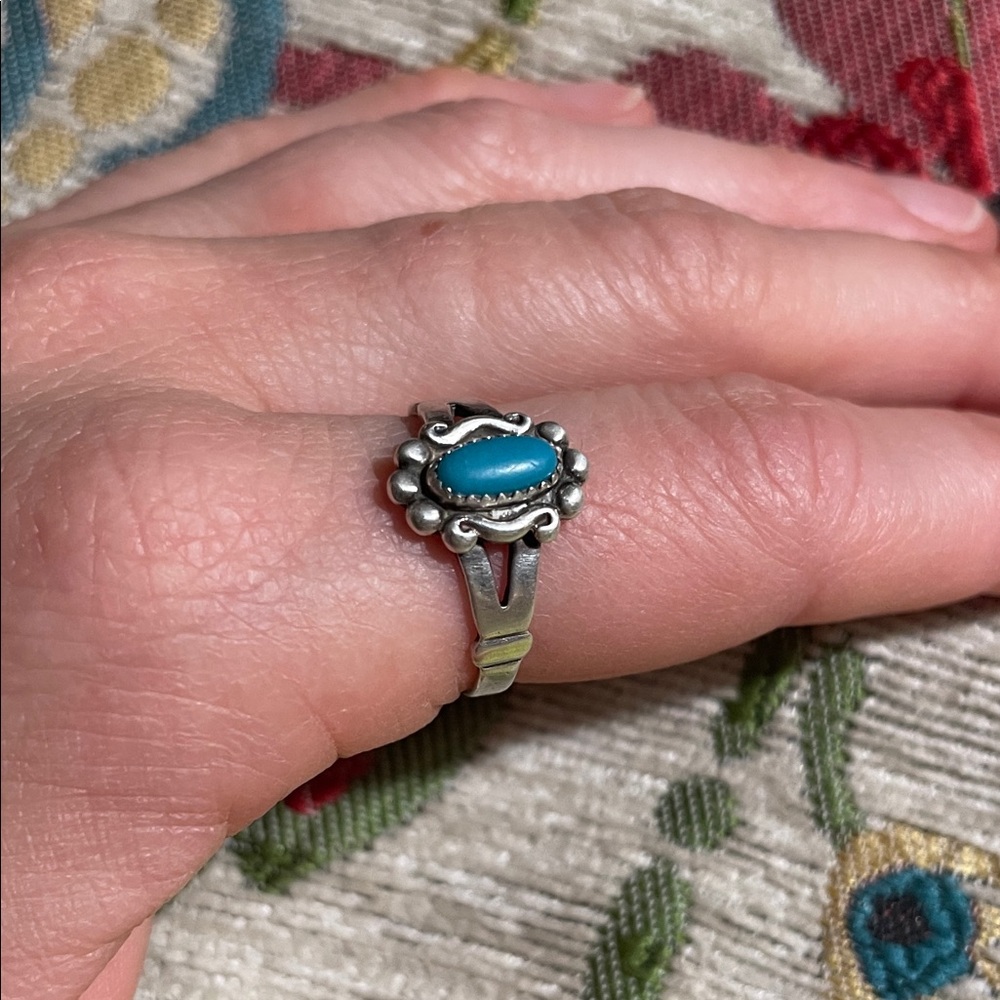 Real Sterling Silver and Blue Stone Women's Ring